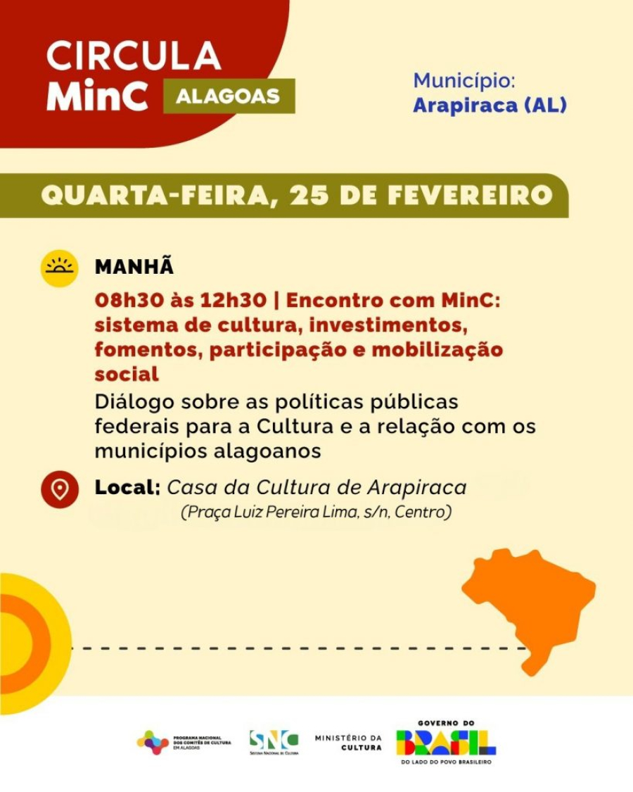 Técnicos do Ministério da Cultura e IPHAN realizam formação para agentes culturais na Casa da Cultura nesta quarta-feira (25)
