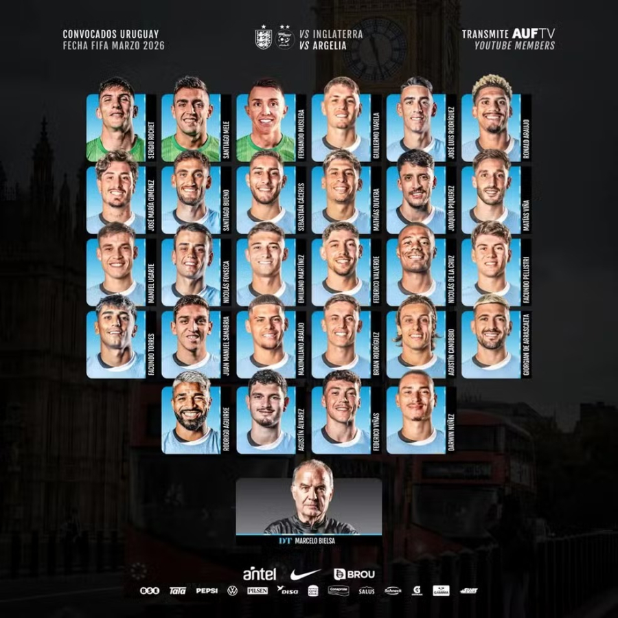 Uruguai convoca 8 jogadores que atuam no Brasil para amistosos de março