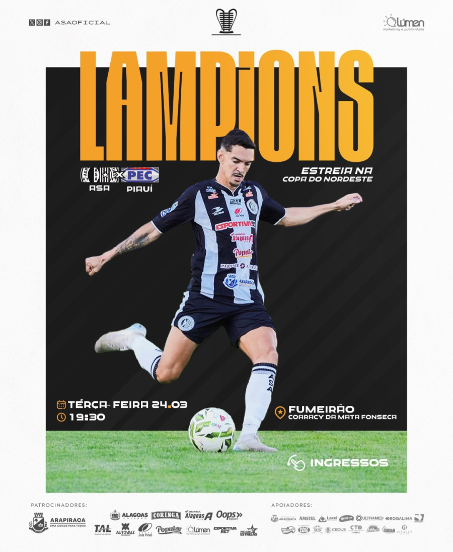 Ingressos já estão à venda para a estreia do ASA na Copa do Nordeste contra o Piauí, nesta terça-feira (24), em Arapiraca