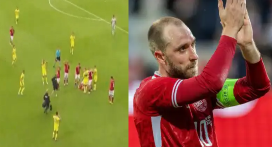 Eriksen passa mal de novo, é atendido às pressas no gramado, mas está bem.