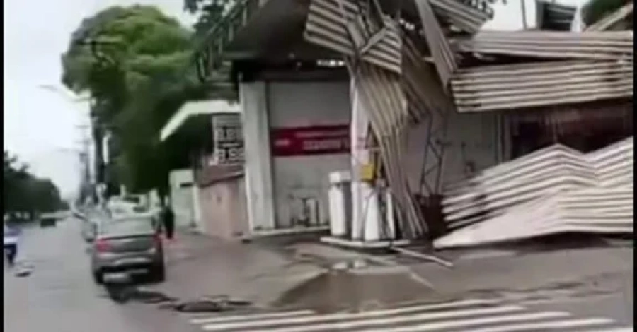 Cobertura de posto de combustíveis desaba em Maceió e assusta moradores