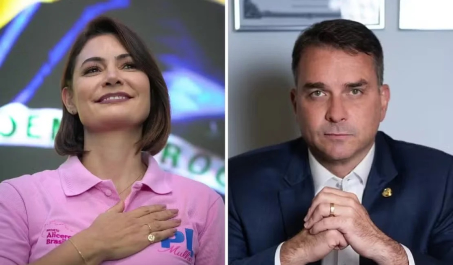 Michelle e Flávio Bolsonaro gravam primeiro material juntos para campanha eleitoral
